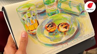 Delicious Plein Air Process Sketching Pastéis de Belém with Markers in Lisbon Portugal [upl. by Alacim]