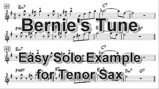 Bernies Tune  Easy Solo Example for Tenor Sax [upl. by Esiouqrut]