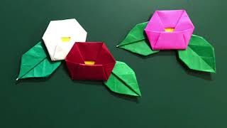 ＃55 【折り紙】超簡単 椿（つばき）の折り方 Super easy Origami Camellia [upl. by Chancey660]