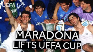 DIEGO MARADONA lifts 89 UEFA Cup [upl. by Halet881]