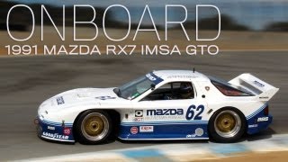 Onboard 1991 Mazda RX7 IMSA GTO fourrotor at Rolex Monterey Motorsports Reunion  Road amp Track [upl. by Ydneh]