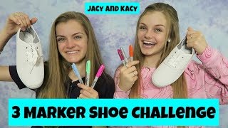 3 Marker Shoe Challenge  DIY Fun Shoes  Jacy and Kacy [upl. by Lyontine140]