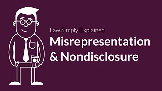 Misrepresentation and Nondisclosure  Contracts  Defenses amp Excuses [upl. by Nylzaj]