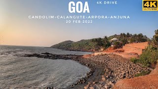 Goa Feb 2022 Drive From Candolim To Anjuna  View From Anjuna Cliff During Sunset  4k India [upl. by Gninnahc]