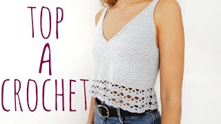 TOP CON CALADO  Tutorial crochet [upl. by Zenitram]