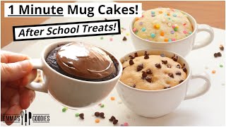 1 Minute Microwave Mug Cake Recipes  3 Back To School Treats [upl. by Mcintosh]