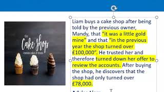 How to apply misrepresentation Liam cupcake scenario [upl. by Jedlicka]