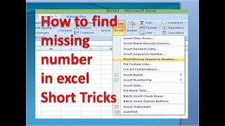 How to find missing no in excel  short tricks [upl. by Ordnas126]