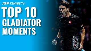 Top 10 ATP Tennis Gladiator Moments [upl. by Neerehs]