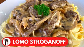 ¿COMO PREPARAR LOMO STROGONOFF CON CHAMPIÑONES  RECETA FÁCIL [upl. by Lednyk]