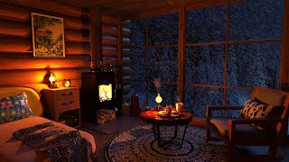 Cozy Winter Cabin  Relaxing Blizzard and Snowstorm Sounds w Fireplace for Sleep amp Relaxation [upl. by Einnaj492]