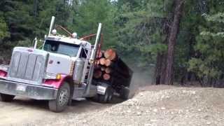 Two log trucks coming over a hill [upl. by Savihc]