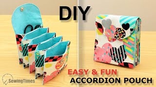 DIY Easy amp Fun Accordion Pouch  5 Pockets Pouch Bag Sewing Tutorial sewingtimes [upl. by Emalia]