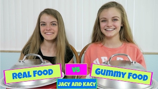 Real Food vs Gummy Food Challenge  Jacy and Kacy [upl. by Camille]