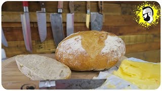 REZEPT ein einfaches Brot backen ohne kneten 𝟓 🅼🅸🅽🆄🆃🅴🅽  Pommes Män [upl. by Klingel]