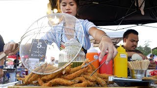 Fried Shishamo Fried Mushrooms  Thai Street Food [upl. by Naahs]