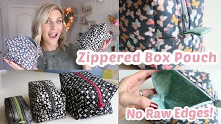 Zippered Box Pouch Sewing Tutorial No Raw Edges  3 Sizes [upl. by Aciruam154]