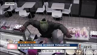 BaskinRobbins employees fight off robbery [upl. by Nnailuj]