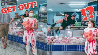 ANGRY butcher drags VEGAN out of supermarket [upl. by Yvi]