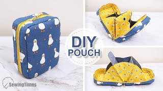 MULTI POCKETS POUCH DIY  Awesome Pouch Bag Tutorial amp Sewing Pattern sewingtimes [upl. by Groeg]