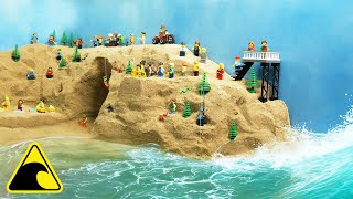 Tsunami Destroys Lego Tourist Spot with Sea Cave  Wave Machine Experiment  Lego Dam Breach Flood [upl. by Ytirahc812]