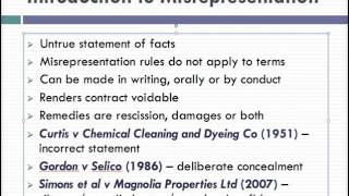 Misrepresentation Lecture 1 of 4 [upl. by Ahserb]