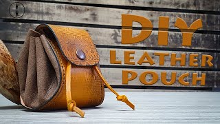 DIY Medieval Leather Pouch  Making a Drawstring Pouch  PDF pattern [upl. by Kovacev]