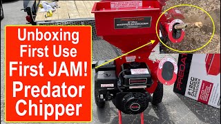 Unboxing  First Use  First JAM PREDATOR Chipper Shredder 65 212cc Harbor Freight [upl. by Eal]