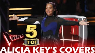 TOP 5 ALICIA KEYS COVERS ON THE VOICE  BEST AUDITIONS [upl. by Adnowat]