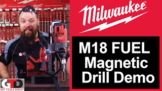 Milwaukee 18V Brushless Magnetic Drill Press Demo [upl. by Ettedualc82]