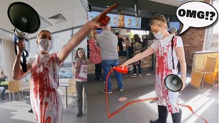 VEGAN pours BLOOD on the floor in KFC [upl. by Ripley415]