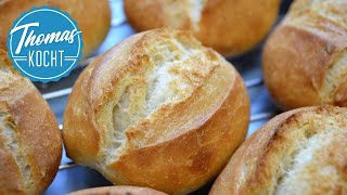 Die besten Brötchen backen ganz einfach  ohne kneten  no knead  Thomas kocht [upl. by Merissa127]