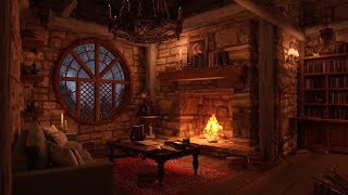 Cozy Hut Ambience  Gentle Night Rain amp Fireplace [upl. by Elmajian997]